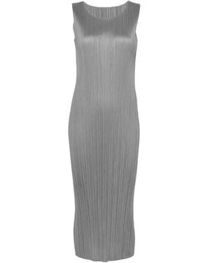 Pleats Please Issey Miyake Plissé-Effect Midi Dress - Grey
