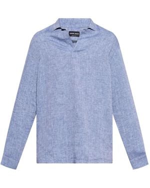 Giorgio Armani Linnen Overhemd - Blauw