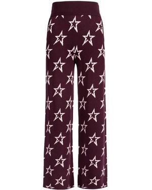 Perfect Moment Merino Wool Ribbed Star Pants - Red