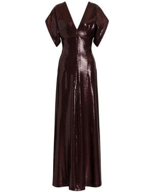 Alberta Ferretti V-Neck Sequin-Embellished Dress - Purple