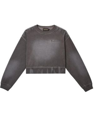 Mini Cream Cropped-Sweatshirt mit Logo-Stickerei - Grau
