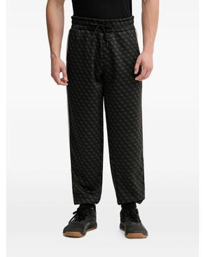 Guess Pattern Side Stripe Track Pants - Black