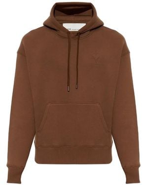 Ami Paris Sudadera Ami De Coeur Con Capucha Y Cordones - Marrón