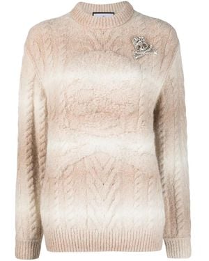 Philipp Plein Skull&Bones Stripe-Pattern Knitted Jumper - Natural