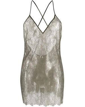 Maison Close Sheer Lace-Detail Dress - Gray