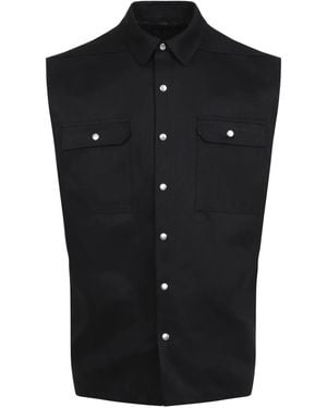 Rick Owens Structured Linen Shirt With Classic Collar - Black