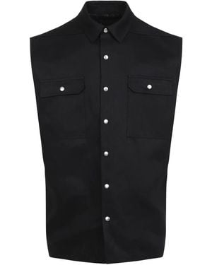 Rick Owens Structured Linen Shirt With Classic Collar - Black