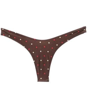 Frankie's Bikinis Full Moon Polka-Dot Bikini Bottoms - Brown