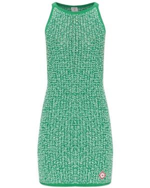 CASABLANCA Logo-Patch Mini Dress - Green