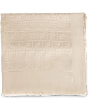 Fendi Ff Logo Jacquard Scarf - Natural