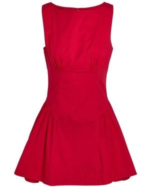 STAUD Gwen Stretch-Cotton Poplin Mini Dress - Red