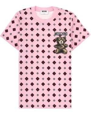 Moschino Teddy-Motif Geometric T-Shirt - Pink