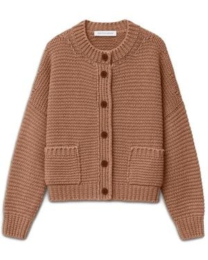 Iris Von Arnim Chunky-Knit Patch-Pocket Cardigan - Brown