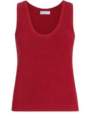 Brunello Cucinelli Ribbed Tank Top - Red