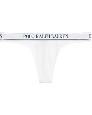 Polo Ralph Lauren Logo-Waistband Thong - White