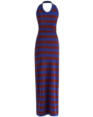 Proenza Schouler Frann Striped Halterneck Maxi Dress - Purple