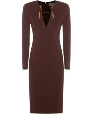 Elisabetta Franchi Tassel-embellished long-sleeve dress - Marrón