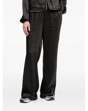 EA7 Elasticated-Waistband Satin Trousers - Black