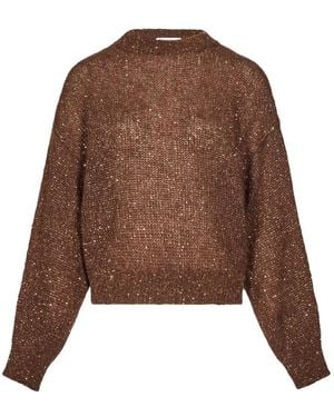 Brunello Cucinelli Sequin-Embellished Jumper - Brown