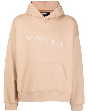 DOMREBEL Caveman Embroidered Cotton Hoodie - Natural