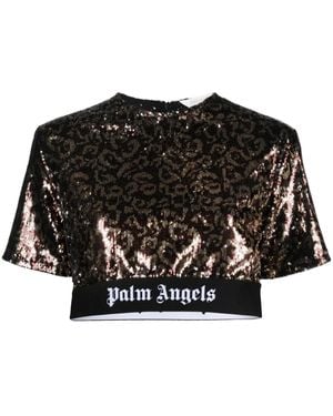 Palm Angels Sequin-Embellished Crop Top - Black