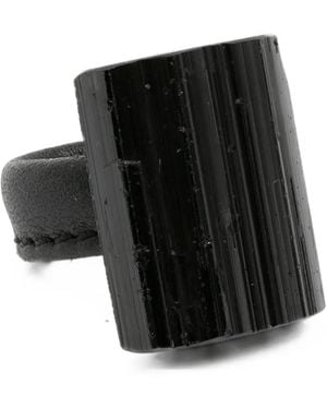 Monies Sculptural Leather-Strap Ring - Black