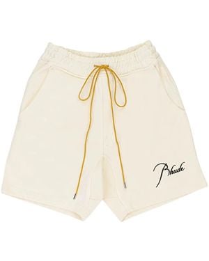 Rhude Script Shorts - Natural