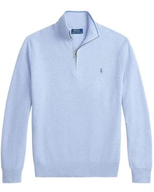 Polo Ralph Lauren Quarter Zip Knit Jumper - Blue