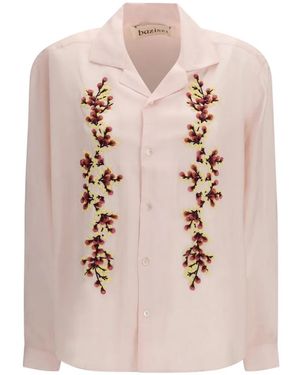 BAZISZT Camisa Con Bordado Floral - Rosa