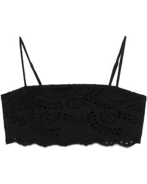 Mc2 Saint Barth Broderie Anglaise Top - ブラック