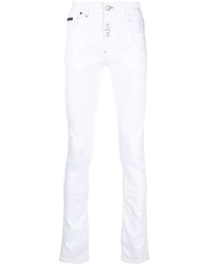 Philipp Plein Hexagon Low-Rise Slim-Cut Jeans - White