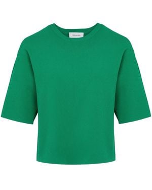 Yves Salomon Knitted Cropped T-Shirt - Green