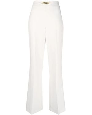 Twinset Pantalones Oval-T acampanados con cadena - Blanco