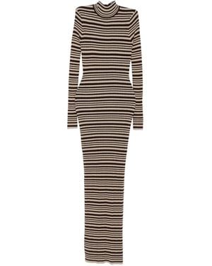 Nanushka Turtleneck Striped Maxi Dress - Brown