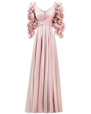 Gemy Maalouf Floral Flared Maxi Dress - Pink