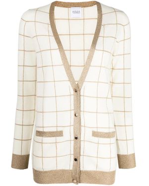 Madeleine Thompson Check-Pattern V-Neck Cardigan - Natural