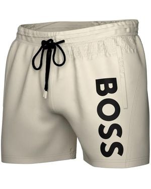 BOSS Octopus Logo-Print Swim Shorts - White