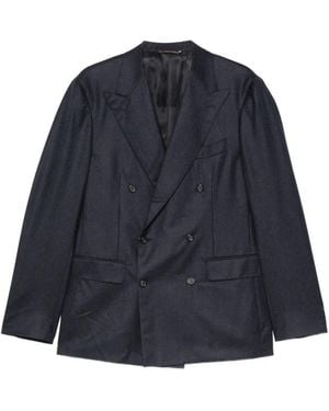 Canali Double-Breasted Peak-Lapels Wool Blazer - Blue