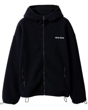 Miu Miu Fleece-Hoodie Mit Reißverschluss - Schwarz