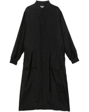 COMME DES GARÇON BLACK Logo-Print See-Through Coat - Black
