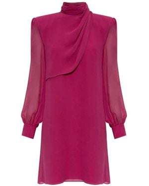 Valentino Garavani Draped-Panel Long-Sleeve Mini Dress - Pink