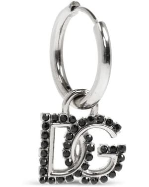 Dolce & Gabbana Hoop Dg-Logo Single Earring - Black