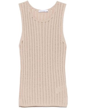 Patrizia Pepe ルレックス オープンニット タンクトップ - ナチュラル