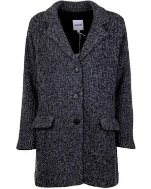 Aspesi Chunky-Knit Single-Breasted Coat - Blue