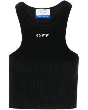 Off-White c/o Virgil Abloh Ribbed Crop Top - Black