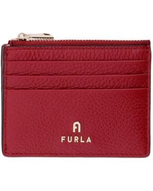 Furla Logo-Plaque Leather Cardholder - Red