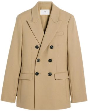 Ami Paris Double-Breasted Blazer - Natural