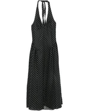 Faithfull the Brand La Cala Polka-Dot Midi Dress - Black