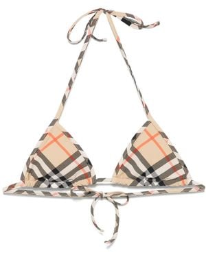 Burberry Top Bikini A Quadri - Neutro
