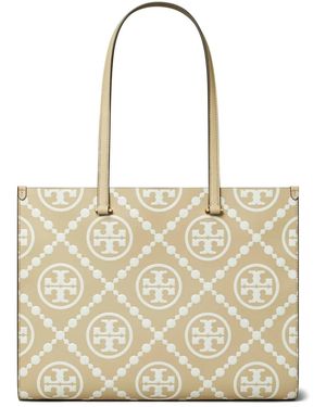 Tory Burch T Monogram-Embossed Tote Bag - Natural